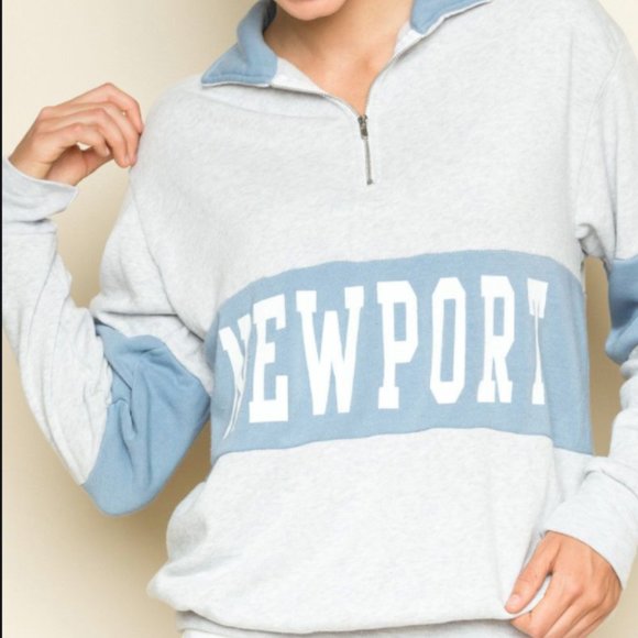 Brandy Melville Tops - Brandy Melville "Newport" Quarter Zip Sweatshirt
